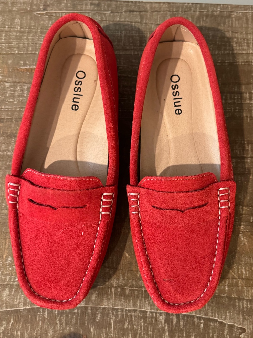 Osslue Red Suede Women's Penny Loafers